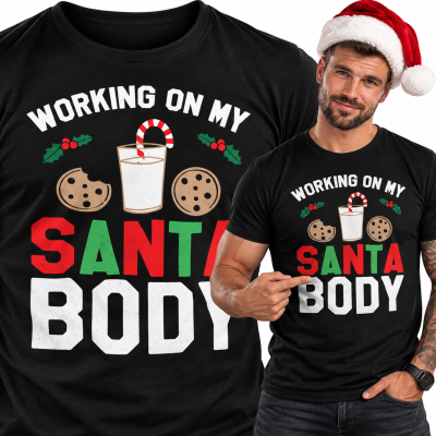 KOSZULKA ŚWIĄTECZNA WORKING ON MY SANTA BODY